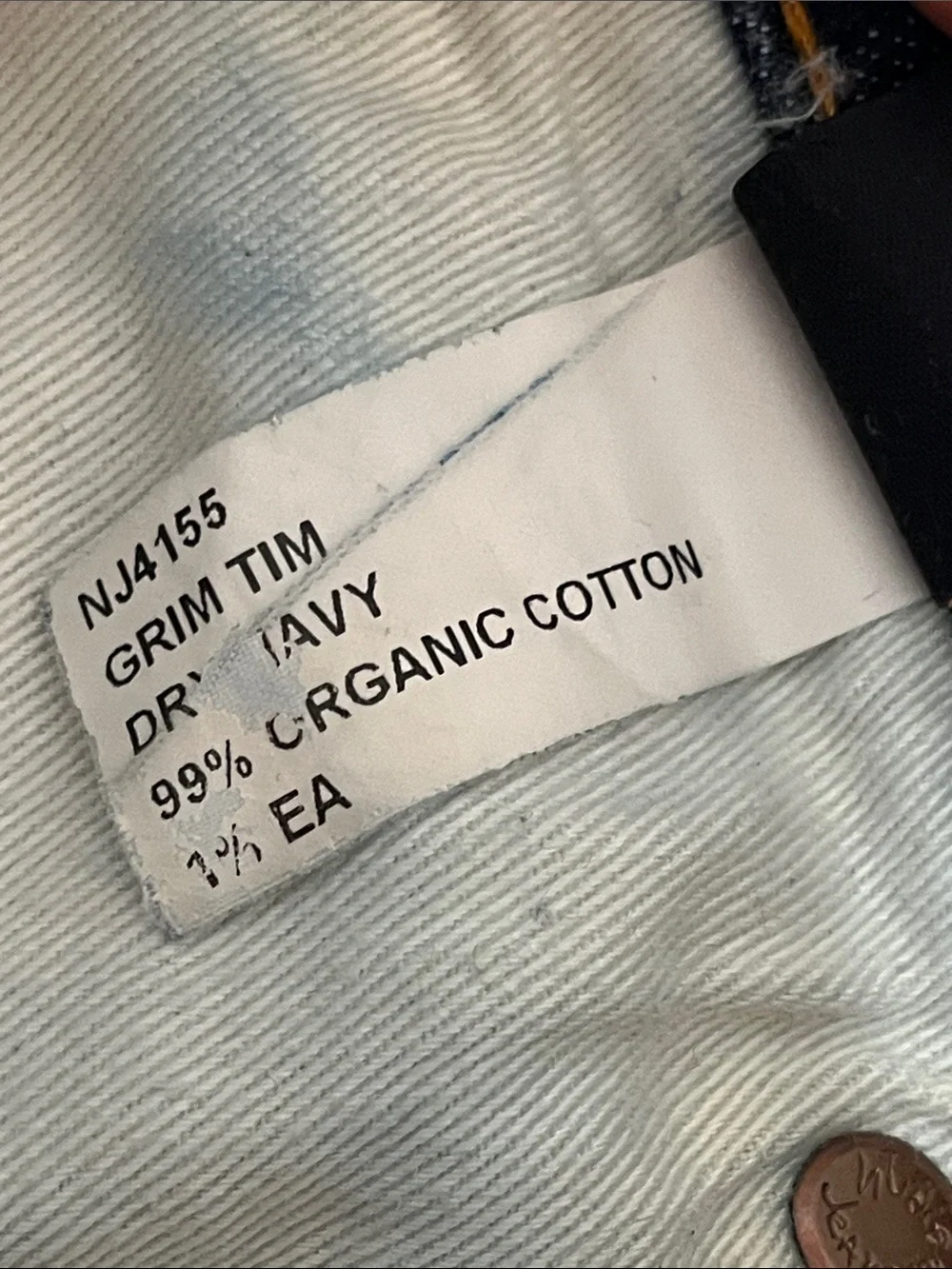 Nudie Jeans Grim Tim Dry Navy Organic Stretch Denim Jeans - Picture 9 of 10